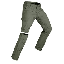 Wespornow Men's Hiking Pants Quick Dry Lightweight Waterproof Convertible Zip Off Cargo Pants for Outdoor Fishing Tactical Safari Camping Travel (Sage Green, XX-Large)