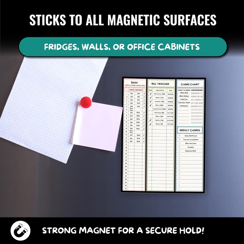 Magnetic Dry Erase Budget Planner and Bill Organizer | 10"