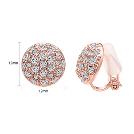 Vogem Women's Clip-On Earrings Without Pierced Ears for Women Zirconia Crystal Clip Earrings Round Wedding Fashion Jewellery, Cubic Zirconia, No Gemstone