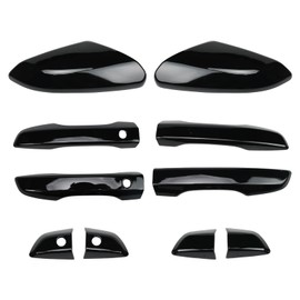 Anlseiod Side Mirror Cover Cap + Door Handle Covers Kit Compatible for Civic 10th 2016 2017 2018 2019 2020 2021 Side Mirror Cover Cap W/Door Handle Covers Kit Black 76201-TBA-A11ZF 76251-TBA-A21ZG