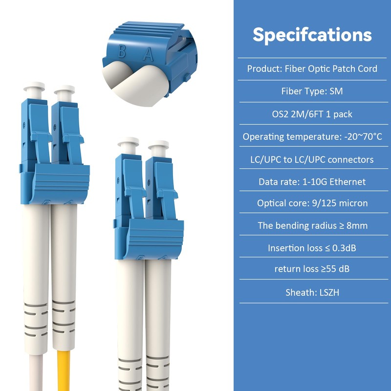 CHunreegow LC to LC Fiber Patch Cable, OS2 Single Mode