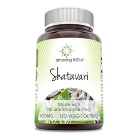 Amazing India Natural Shatavari Supplement | 500 Mg per Serving | 120 Veggie Capsules | Non-GMO | Gluten-Free | Made in USA