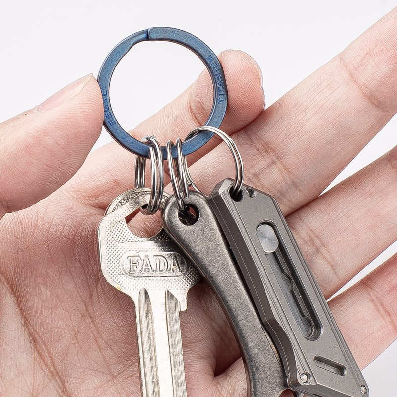 FEGVE Titanium Key Chain Rings Split Rings 4 Pack –