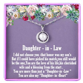Daughter in Law Gifts for Daughter Silver Pearl Necklace White Gold Plated Birthday Gift Jewellery for Women