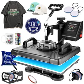 HIFRRUY 5 in 1 Heat Press Machine 12x15 Inch T-Shirt Press Machine Sublimation Heat Press 360° Swing Away Digital Heat Transfer Combo for Shirt Cap Mug Plate (12x15-5in1-Black)