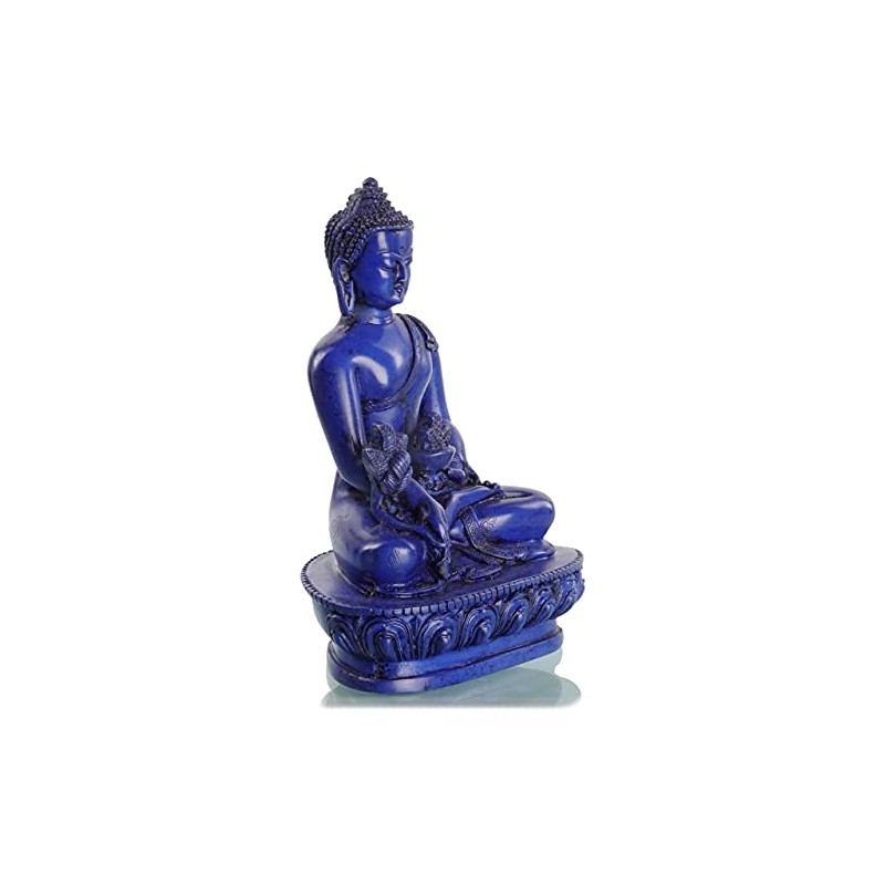 BUDDHAFIGUREN Buddha-Statue Medizinbuddha Blau aus Resin (Gießharz) 13 cm Sitzend
