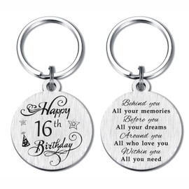 FALOGI 16th Birthday Keychain, Happy 16 Year Old Birthday Gifts for Boys Girls Teen