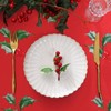 homing Christmas Rectangle Tablecloth – Red Poinsettia Flower Holly Holiday