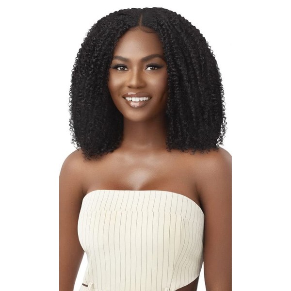 Outre Big Beautiful Human Hair Blend U Part Cap Leave Out Wig - COILY FRO 14 (NBLK)