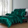 Boqingzhu Satin Bettwäsche 135x200cm Grün Dunkelgrün Uni Einfarbig Glatt Glänzend