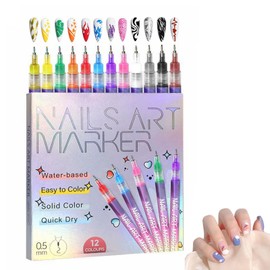 Luhaka 12 Colors Nail Art Marker Pens Set, Nail Markers for Nail Art, Suitable for Nail Art, Nail Painting, And Artistic Decorations; Suitable for Everyone. (12 Colors)
