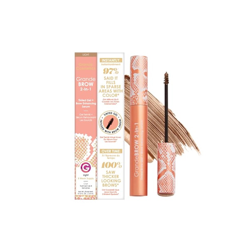 GrandeBROW 2-in-1 Tinted Brow Gel + Brow Enhancing Serum, Light