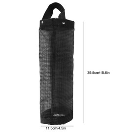 Bag Holder for Plastic Bags, Grocery Bag Holder Plastic Dispenser Foldable Breathable Washable Hanging Mesh Garbage Bag Organizer for Kitchen Plastic Bag Storage (Black L)