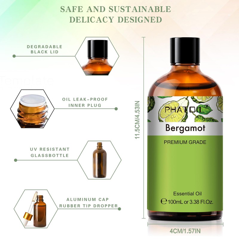 PHATOIL Bergamot 3.4 fl oz (100 ml) Essential Oil Aroma