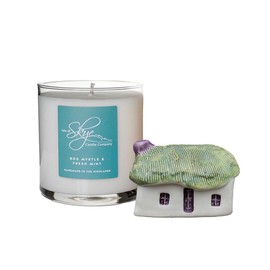 Exclusively Irish Set of 2 House Figurine and Bog Myrtle Fresh Mint Candle Natural Scent Table Decor Souvenir Housewarming Gift