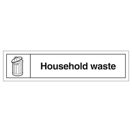 V Safety WRAP - Household Waste Recycling - Slim Landscape 250 x 60 mm - 2mm Rigid Plastic Safety Sign