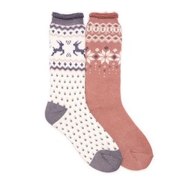 MUK LUKS Women's Tall Heat Retainers (2 Pair Pack), Multi, OS