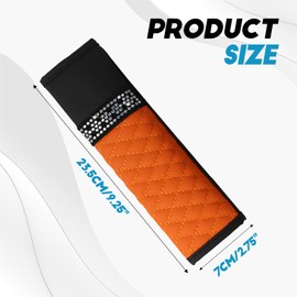 wuyaoyao 2PCS Bling Car Seat Belt Cover Pad, Breathable Leather Seatbelt Covers for Cars, Soft Comfortable Seatbelt Shoulder Strap Covers, Rhinestone Auto Seat Belt Protector Cushion (Orange)