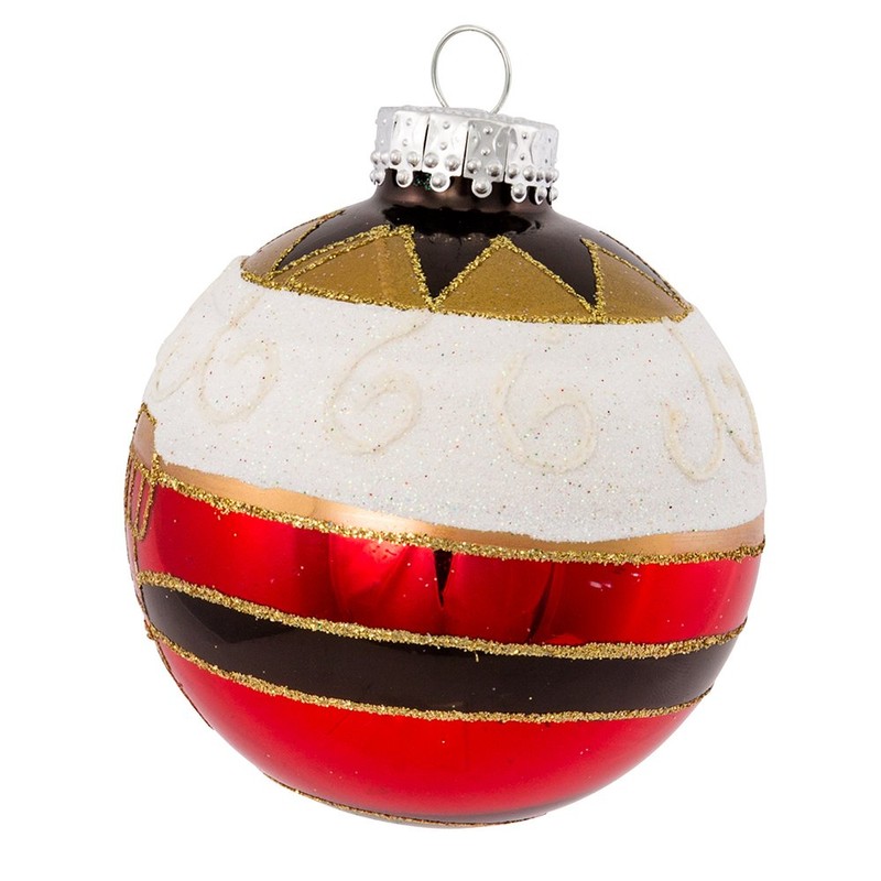 Kurt Adler Nutcracker Design Glass Ball Ornament, 80mm