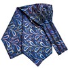 Hi-Tie Men Paisley Ascot Tie Silk Black Blue Cravat Handkerchief