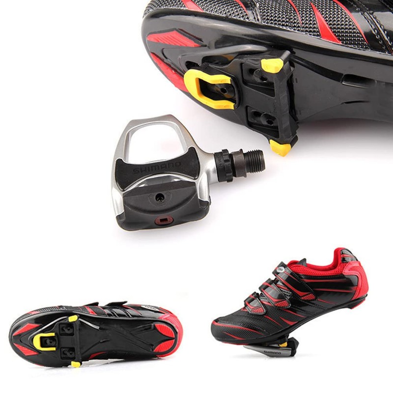 (Yellow (2pcs)) Shoes Road Self-locking Bike Cycling Pedal Cleats Set