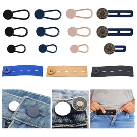 15pcs Adjustable Jean Button Extenders for Women & Men - Elastic Waistband Extenders for Loose Jeans, Pants, and Maternity Wear Rubber Waist Extenders for Comfort and Fit