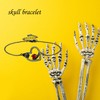 URONE Skeleton Bracelet Sterling Silver Skull Skeleton Hand Heart Bracelet
