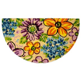 LUA VIKA Coir Doormat, 16"x27.5", Funny Welcome Mat for Home Entrance, Outdoor Indoor Use, Non-Slip Backing, Flowers