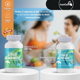 Isaaquim Pack 2 Citrato de Magnesio  2 Citrato de Potasio  480 Cpsulas  240 mg de Magnesio  631 mg de Potasio Elemental por Porcin (3 Cpsulas)  80... 