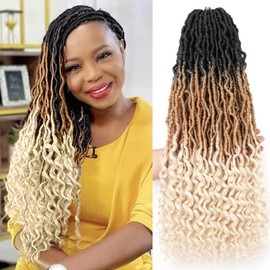 Leeven 24 Inch Ombre Goddess Locs Crochet Hair 1B27613# Crochet Faux Locs Hair With Curly Ends 7 Packs Synthetic Bohemian Locs Crochet Braiding Hair for Women 84 Strands Soft Locs With Curls