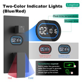 Shower Faucet Set with Hydro Power Temperature Display, Shower System Bathroom 12 Inches Shower Head with Handheld Spray, Wall Mounted Shower Fixtures with Shower Valve and Trim Kit, Matte Black