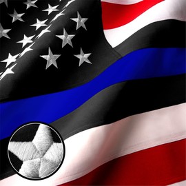 G128 Blue Lives Matter Flag | 2.5x4 Ft | StormFlyer Series Embroidered 220GSM Spun Polyester | Duty and Honor Flag, Embroidered Design, Indoor/Outdoor, Brass Grommets, Heavy Duty, All Weather