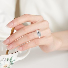 OHAYOO 925 Sterling Silver Women's Ring Celtic Birthstone Ring Adjustable Cubic Zirconia Celtic Knot Birthstone Jewellery for Women Wife Girlfriend, Sterling Silver, Cubic Zirconia