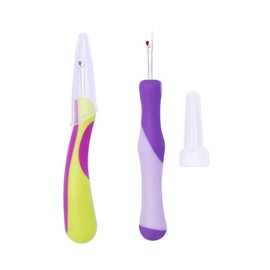 2 Pieces Small Seam Rippers with Transparent Cover & Silicone Handle Sewing Stitch Unpicker Embroidery Accessories (Multicolor)