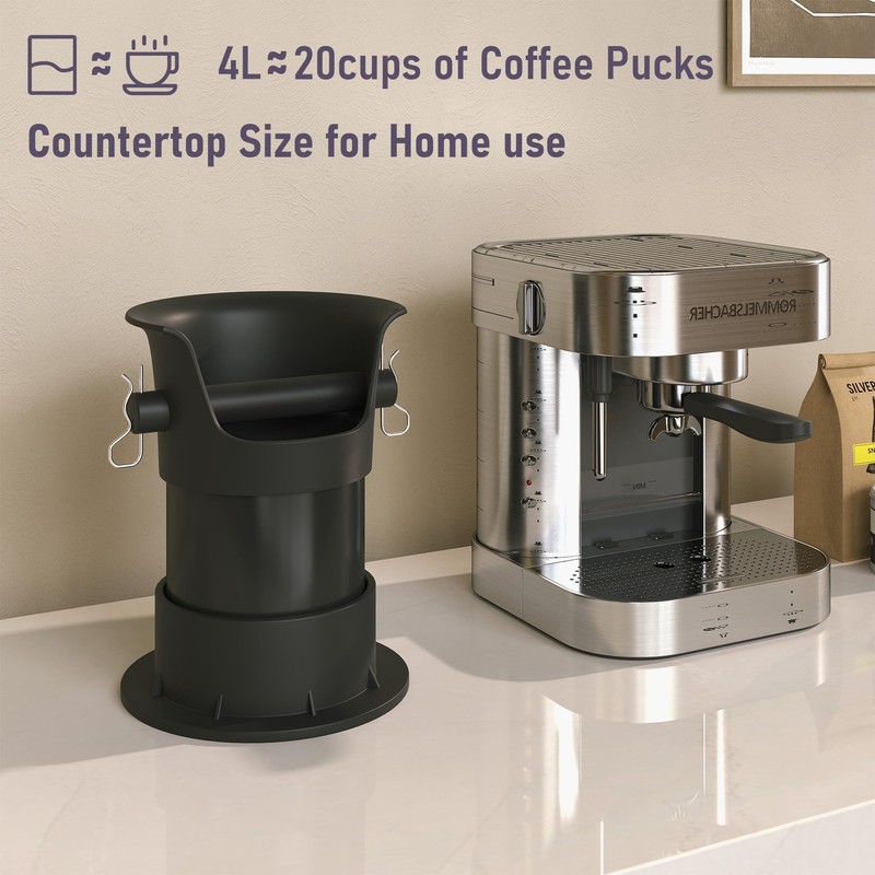 4L 20 Pucks Knock Box Espresso Coffee Grounds Disposal and