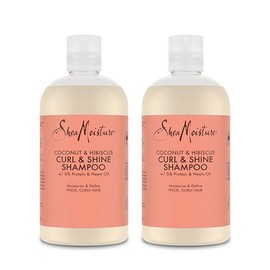 SheaMoisture Curl & Shine Shampoo für dickes, lockiges Haar Kokosnuss & Hibiskus ohne Silikone und Sulfate 2x 384ml