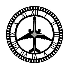 BONPERLA Metal Wall Clock | Airplane Silhouette Design | Roman Numerals | Silent Non-Ticking | Aviation Decor for Pilot, Traveler, Home, Office & Kids Room (19.7"x19.7")