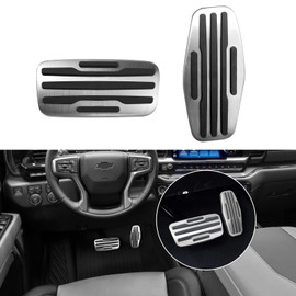 APESER Compatible with Chevy Silverado Pedal Covers 2019-2024,Gmc Sierra 1500 Pedal Pads for Brake & Accelerator,Aluminum Gas Foot Pedal Cover for 2021-2024 Yukon,Suburban,Tahoe(Automatic Only, 2Pcs)