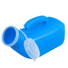 Men's Portable Urinal with Lid 1200ml Plastic Urine Bottle for Elderly Car Use Graduated Design No Spill Odorless Easy to Grip Lightweight Durable Nighttime Relief Urinals for Men Pee Bottle(Blue)