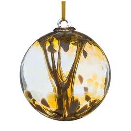 Sienna Glass Spirit Ball – 10cm Handcrafted Gold Glass Ornament with Ribbon – Unique Decorative Gift for Home or Garden