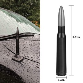 BESULEN Car Short Antenna Mast, 5.5 Inch AM/FM Radio Reception Aluminum Antenna with 9 Screw Adapters and 2 Rubber Rings, Universal Vehicle Replacement Accessories for SUV, Truck, Pickup (Silver)