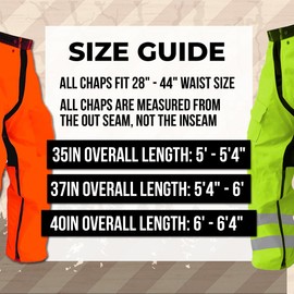 FORESTER EZ-Zip Wrap Around Chainsaw Chaps - 360 Degree Below The Knee Protection - Adjustable Belt Chain Saw Chaps for Men or Women - Full Wrap Zipper Chainsaw Pants (35in, Safety Green)