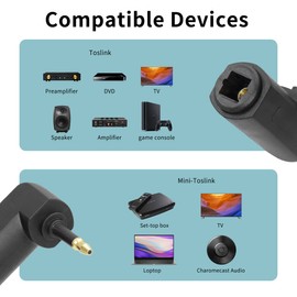 YACSEJAO Mini Optical Audio Adapter 2 Pack 90 Degree 24K Gold Plated Toslink to 3.5mm Jack Mini Toslink Digital Optical S/PDIF Audio Cable