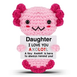 VKYN Emotional Support Axolotl Support Crochet Gifts, Daughter Gifts from Mom with Positive Card Home Office Desk Decor