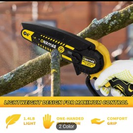 TOOLIFE Mini 6 Inch Rechargable Chainsaw 550W Motor 21V Battery 2000 MAH One-Handed Saw