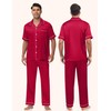 YOPUGEE Mens Satin Silky Pajama Set Short Sleeve Classic Sleepwear