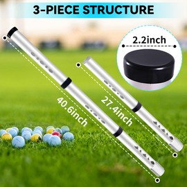 BQKOZFIN Golf Ball Retriever,Aluminium Golf Ball Picker Tube Detachable Shagger Tube Collector,40.5 Inch