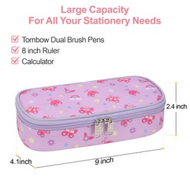 Bagseri Pencil Case for Kids - Special Cute Pencil Pouch for Girls Large Capacity Pencil Bag Aesthetic Kids Pencil Box for School (Purple Butterfly)