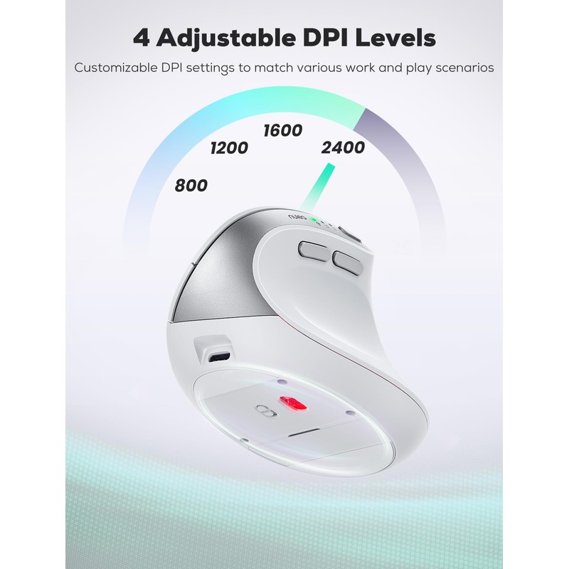 Nulea MD280 Ergonomic Vertical Wireless Mouse - Bluetooth & 2.4G