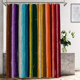 Shrahala - Cortina de ducha decorativa de color arco iris, 72 x 72 pulgadas, impermeable, semitransparente, sin forro, para baño